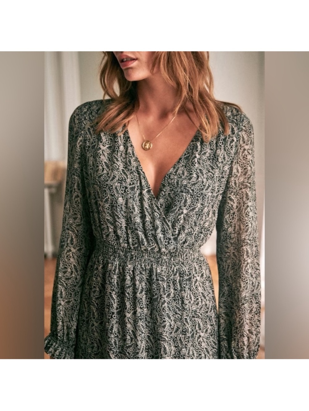 Sezane Titiane Dress in Printed Black and White Floral Paisley Size 36 US 4 - Picture 8 of 10